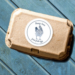 Frische Eier Hühnerhenne mit Ihrem Namen Runder Aufkleber