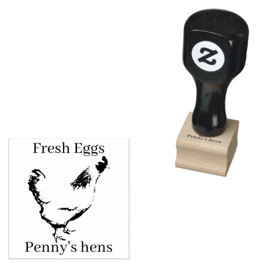 Frische Eier Ihr Name Hühnerhennen Hühnereier Brie Gummistempel (Stempel)