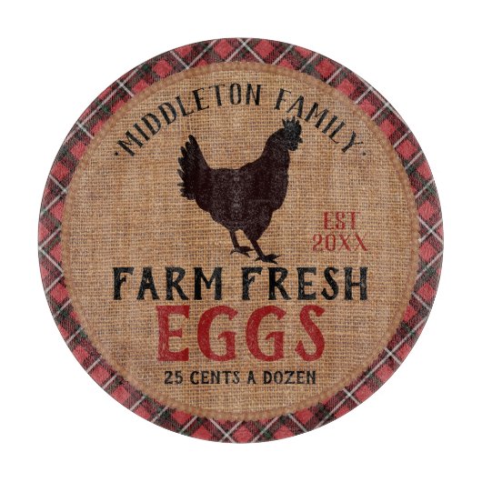 Frische Eier - Kariert Schneidebrett (Vorderseite)