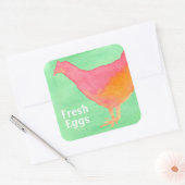 Frische Eier Karton Wasserfarben Hühnchen Quadratischer Aufkleber (Umschlag)