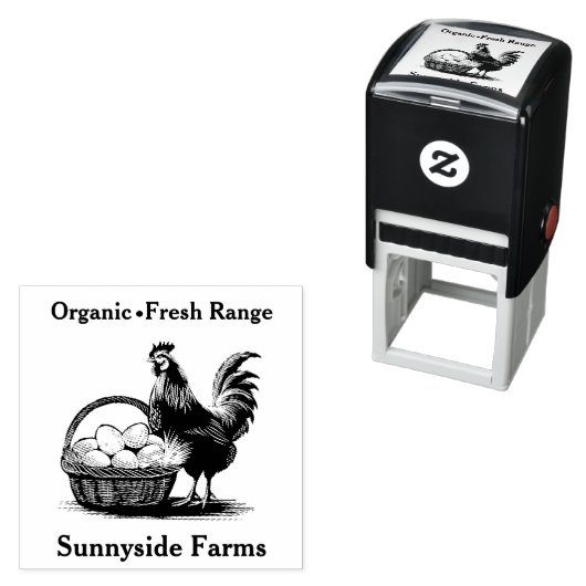 Frische Eier Küken mit rustikalem Korb Permastempel (Beispiel)