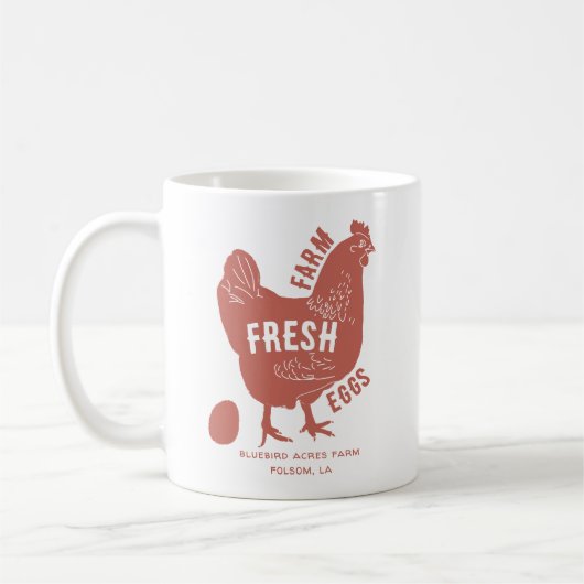 Frische Eier mit Firmenname Kaffeetasse (Links)