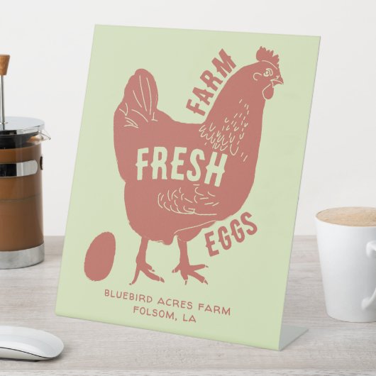 Frische Eier mit Firmenname Sockelschild (In Situ)