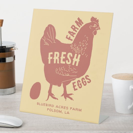 Frische Eier mit Firmenname Sockelschild (In Situ)