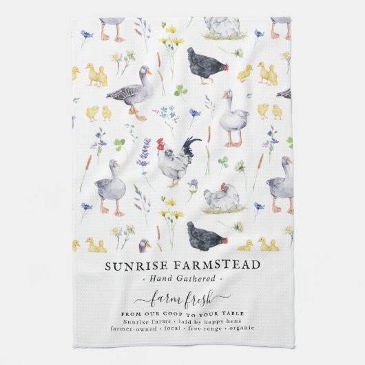 Frische Eier | Rustic Farm Monogram Geschirrtuch (Vertikal)