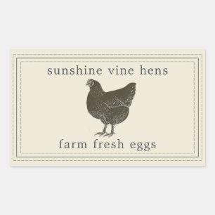 Frische Eier Vintag Hen Egg Karton Antique Rechteckiger Aufkleber