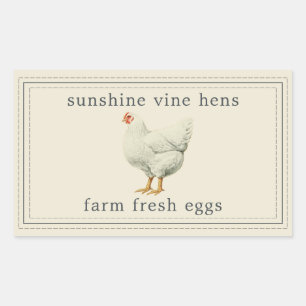 Frische Eier Vintag Hen Egg Karton Antique Rechteckiger Aufkleber