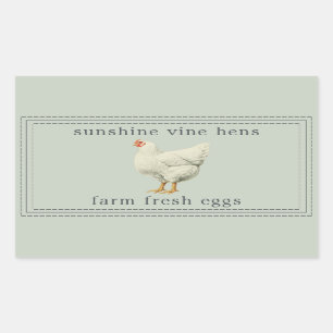 Frische Eier Vintag Hen Egg Karton grün Rechteckiger Aufkleber