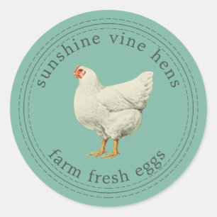 Frische Eier Vintag Hen Egg Karton grün Runder Aufkleber