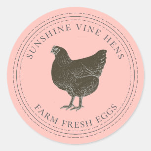 Frische Eier Vintag Hen Egg Karton Pink Runder Aufkleber