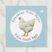 Frische Eier Vintag Hen Moderner Eierkarton Blau Geschenkanhänger (Rückseite)