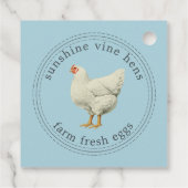 Frische Eier Vintag Hen Moderner Eierkarton Blau Geschenkanhänger (Rückseite)