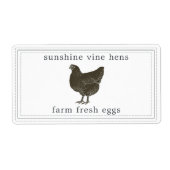 Frische Eier Vintages Etikett für Hühnereier (Vorne)