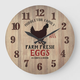 Frische Eier vom Bauernhof 🥚🐓 Große Wanduhr