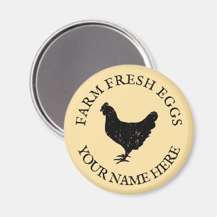 Frische Eier vom Bauernhof Hühner-Silhouette-Kühls Magnet