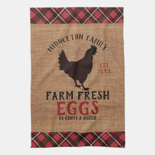 Frische Eier vom Bauernhof 🐓🥚 in Vintage und Kar Geschirrtuch