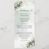 Frische Eleganz Grüne und Weiße Hochzeitsprogramm Programm (Vorderseite)