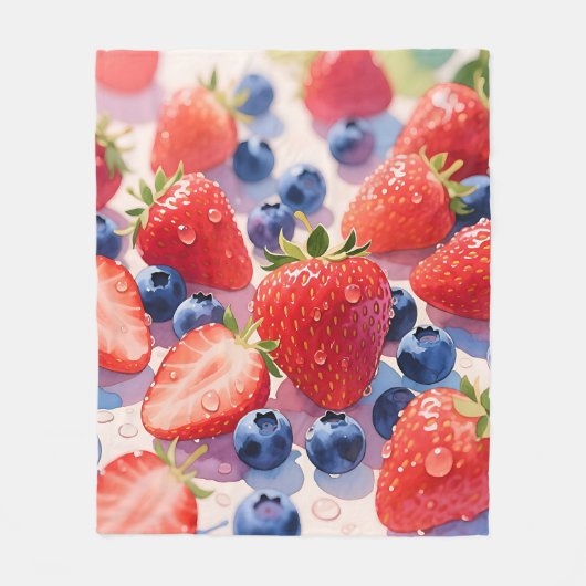 Frische Erdbeer Blaubeer Explosion Fleecedecke (Vorderseite)