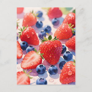 Frische Erdbeer Blaubeer Explosion Postkarte