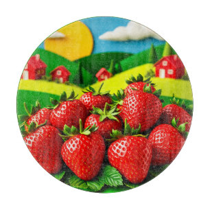 Frische Erdbeeren auf einem grünen Feld Schneidebrett