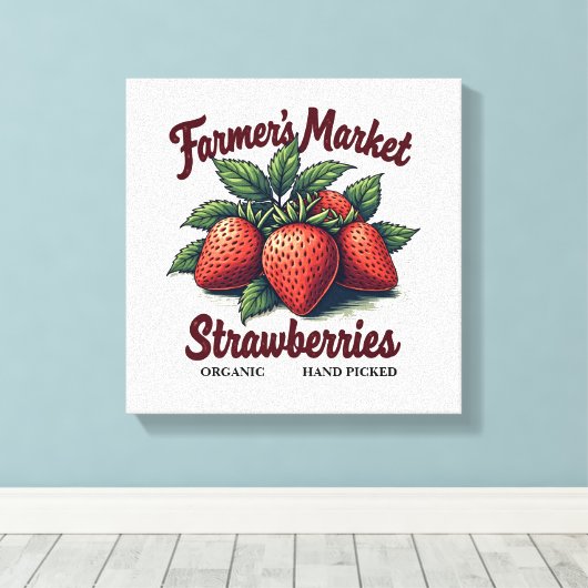 Frische Erdbeeren Bio Leinwand Art (Insitu (Holzboden))