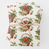 Frische Erdbeeren im Korbmuster Geschenkpapier Set (Beispiel)