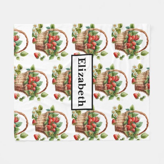 Frische Erdbeeren in einem Korb Fleecedecke (Vorderseite (Horizontal))