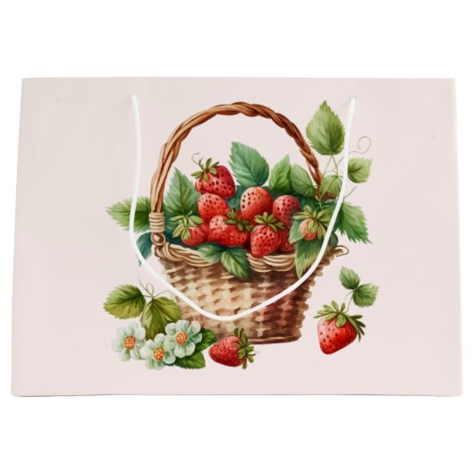 Frische Erdbeeren in einem Korb Große Geschenktüte (Vorderseite)