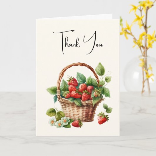 Frische Erdbeeren in einem Korb Karte (Gelbe Blume)