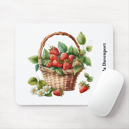 Frische Erdbeeren in einem Korb Mousepad (Mit Mouse)