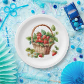 Frische Erdbeeren in einem Korb Pappteller (Party)