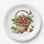 Frische Erdbeeren in einem Korb Pappteller (Vorderseite)
