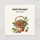 Frische Erdbeeren in einem Korb Quadratische Visitenkarte (Vorderseite)