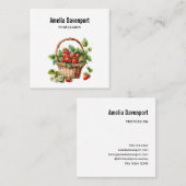 Frische Erdbeeren in einem Korb Quadratische Visitenkarte (Vorne/Hinten)