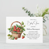 Frische Erdbeeren in einem Korbbeutel Einladung (Stehend Vorderseite)