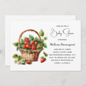 Frische Erdbeeren in einem Korbbeutel Einladung (Vorne/Hinten)