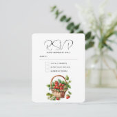 Frische Erdbeeren in einer Wicker Basket-Hochzeit RSVP Karte (Stehend Vorderseite)