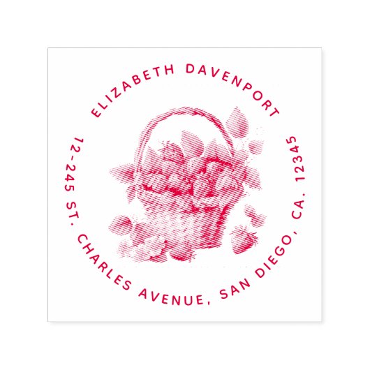 Frische Erdbeeren in einer Wicker-Korbadresse Permastempel (Design)