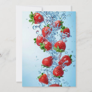 Frische Erdbeeren und Wasser Feiertagskarte