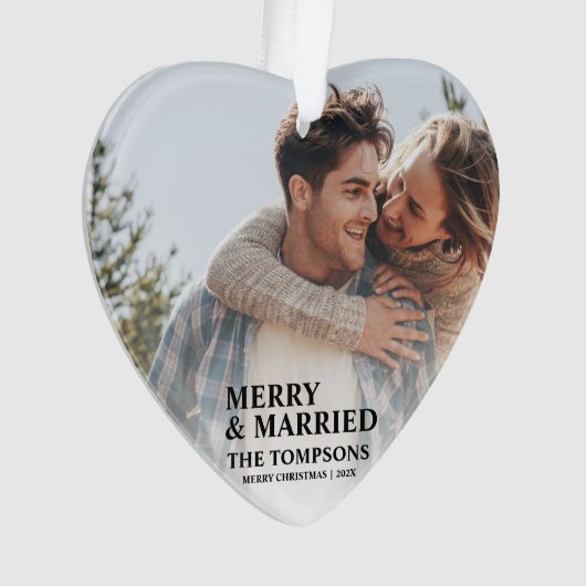 Frische erste Weihnachtsfeier Verheiratetes Foto O Ornament (Vorderseite)