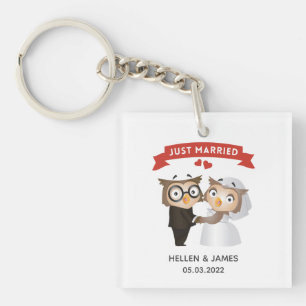 Frische Eule Hochzeit  Schlüsselanhänger