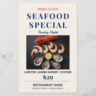 Frische Fänge Elegantes Seafood-Restaurant-Special Flyer
