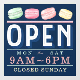 Frische Farben Macaron Open Hours Bäckerei Busines Fensteraufkleber