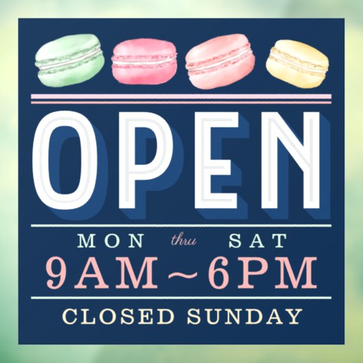 Frische Farben Macaron Open Hours Bäckerei Busines Fensteraufkleber (Blatt 3)