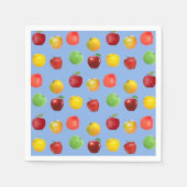 Frische farbenfrohe Äpfel auf Sky Blue Serviette (Vorderseite)