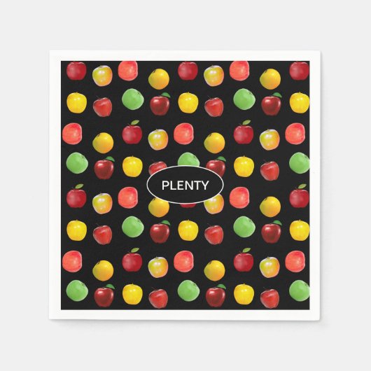 Frische, farbenfrohe Äpfel aus schwarzem Neapel Serviette (Vorderseite)