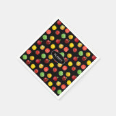 Frische, farbenfrohe Äpfel aus schwarzem Neapel Serviette (Ecke)
