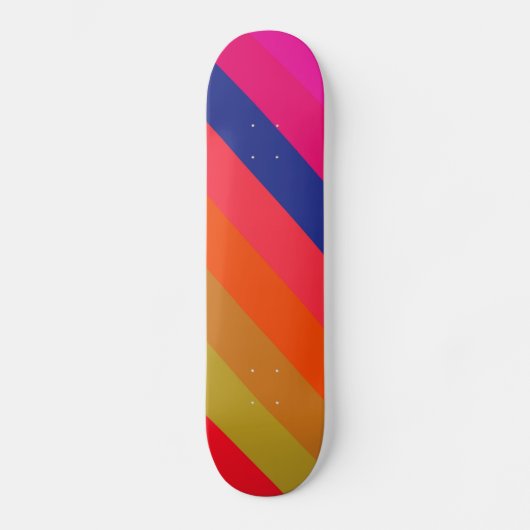 Frische farbenfrohe Retro Streifen - Skateboard (Vorderseite)