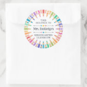 Frische Farbige Stifte LehrerInnen-Klassenzimmer Runder Aufkleber (Tasche)