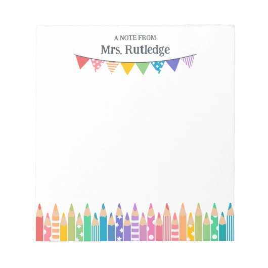 Frische Farbstifte von Schullehrern Notizblock (Vorderseite)